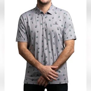 Travis Mathew NWT St. Patrick’s Day Light Gray Polo with Green Motif